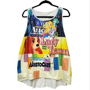 Disney parks alice in wonderland, lady and the trap and aristocrats  racer tank